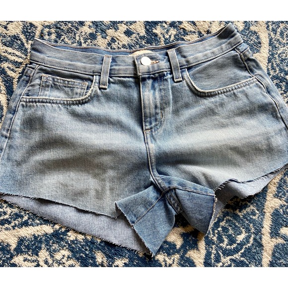 L'AGENCE Women's High Rise Audrey Shorts * Belmont Blue Size 25 Frayed WS15 - Picture 5 of 9